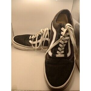 Vans Off The Wall Sneakers Low Top Mens Size 8.5 Women's 10 Black With White